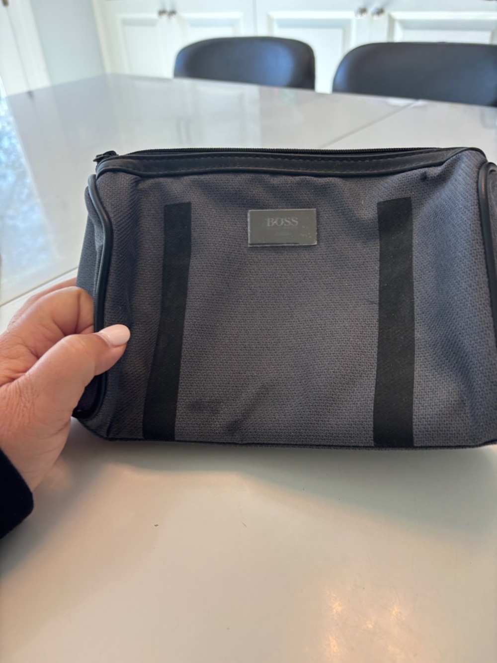 Boss Gray and Black Toiletry Dopp Kit